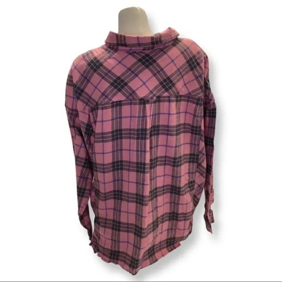 Winds Size 1X Crop Flannel Fringe Trim Button Down Top. New With Tags - Picture 3 of 4
